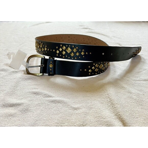 Women's No Boundaries Brown Bronze Studded Belt Faux Leather Size XL Punk Metal - Picture 1 of 4